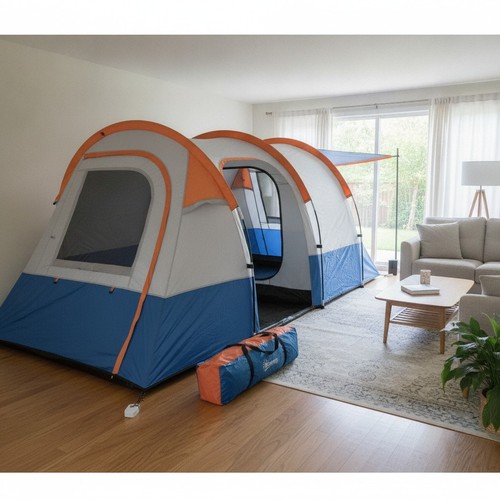 Man camping tent tunnel - camping,